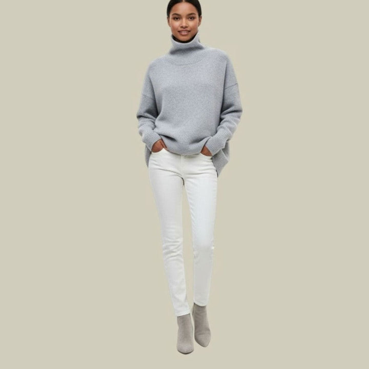 Brittany | Classic Oversized Ribbed Trim Turtleneck Sweater