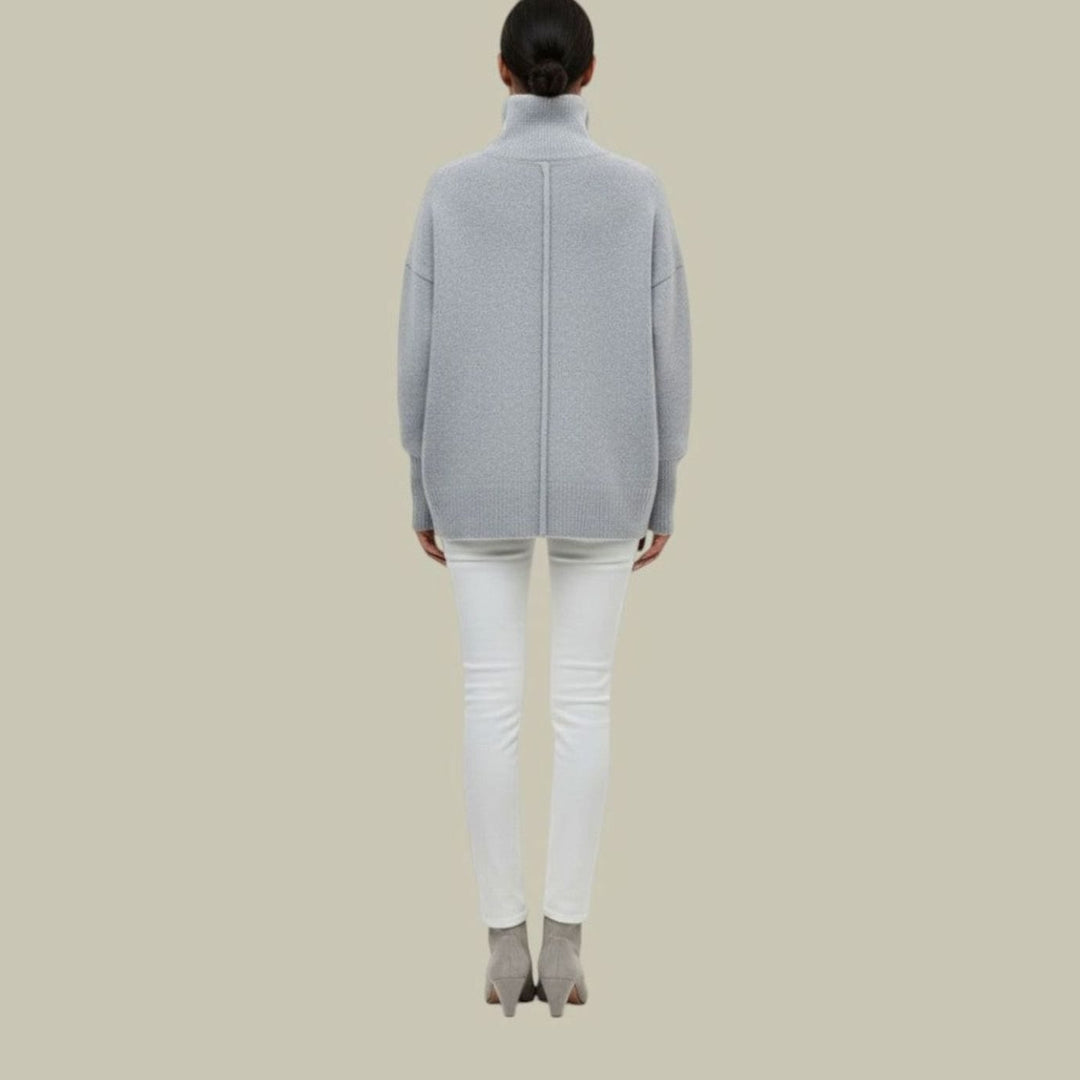 Brittany | Classic Oversized Ribbed Trim Turtleneck Sweater