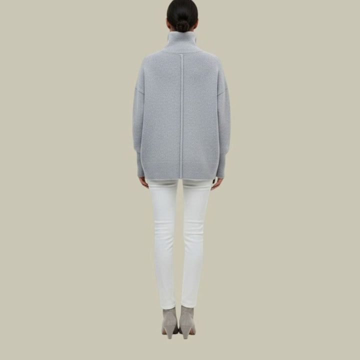 Brittany | Classic Oversized Ribbed Trim Turtleneck Sweater