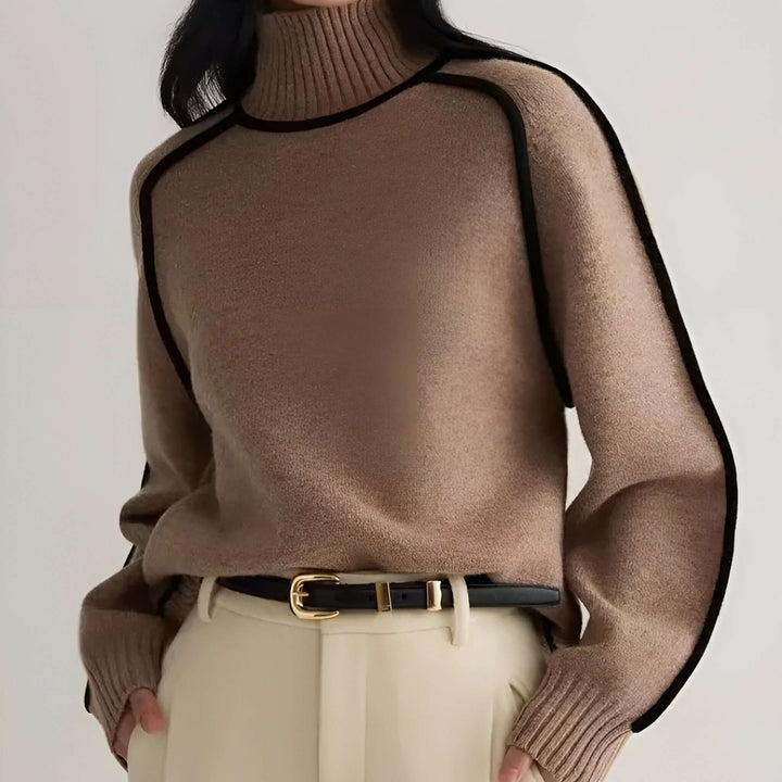 Carolyn | Sophisticated Contrast Trim Turtleneck Sweater