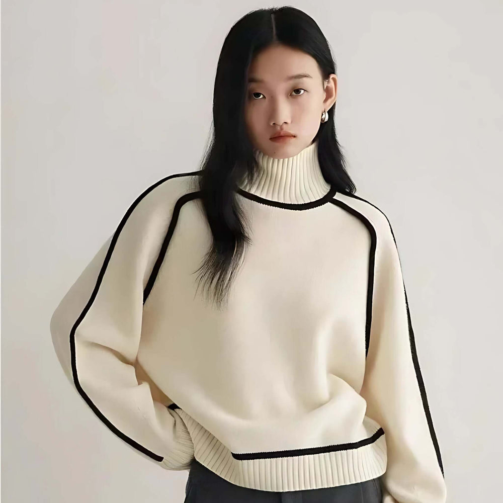 Carolyn | Sophisticated Contrast Trim Turtleneck Sweater