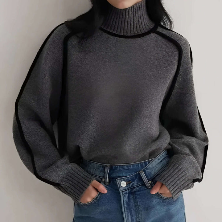 Carolyn | Sophisticated Contrast Trim Turtleneck Sweater