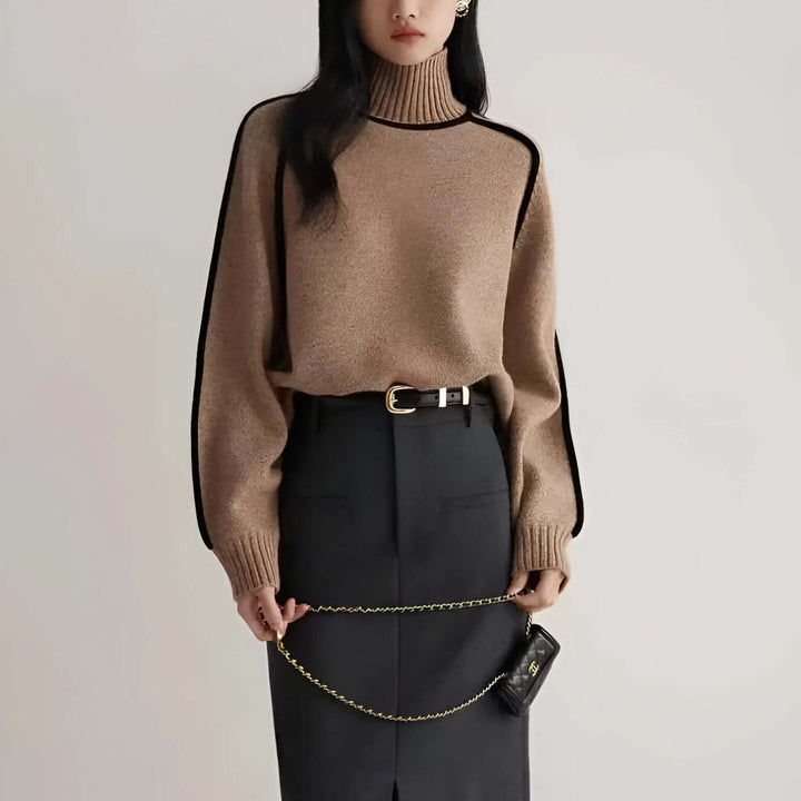 Carolyn | Sophisticated Contrast Trim Turtleneck Sweater