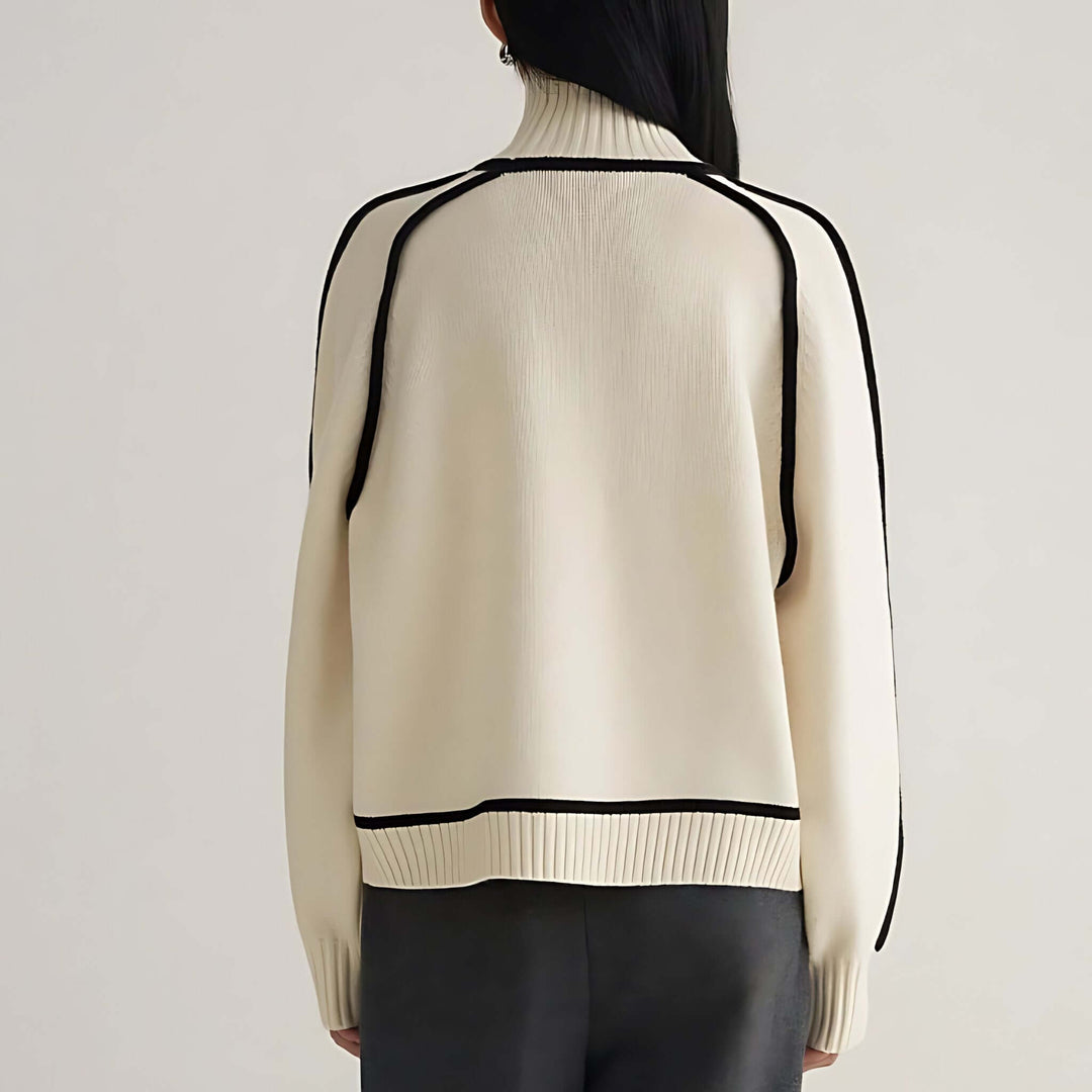 Carolyn | Sophisticated Contrast Trim Turtleneck Sweater