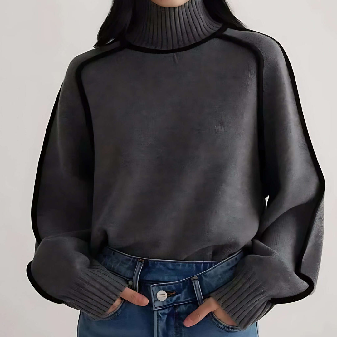 Carolyn | Sophisticated Contrast Trim Turtleneck Sweater