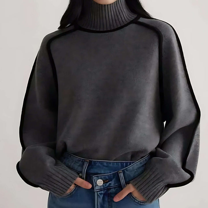 Carolyn | Sophisticated Contrast Trim Turtleneck Sweater