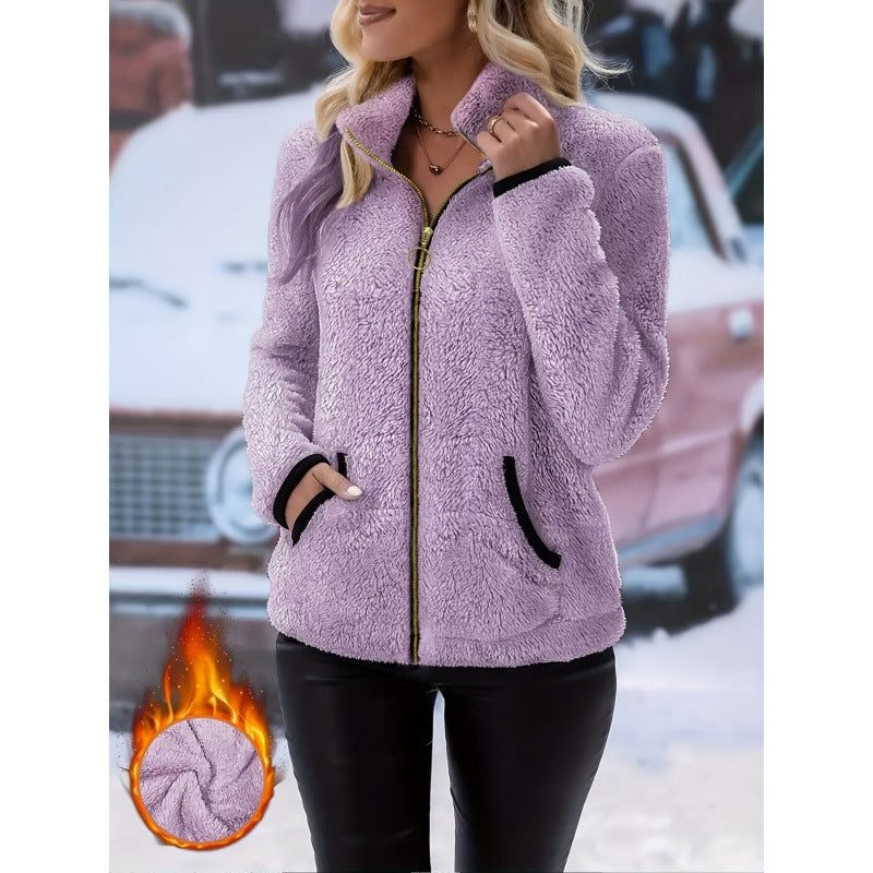 Catherine | Stand Collar Zip-Up Sherpa Jacket Women