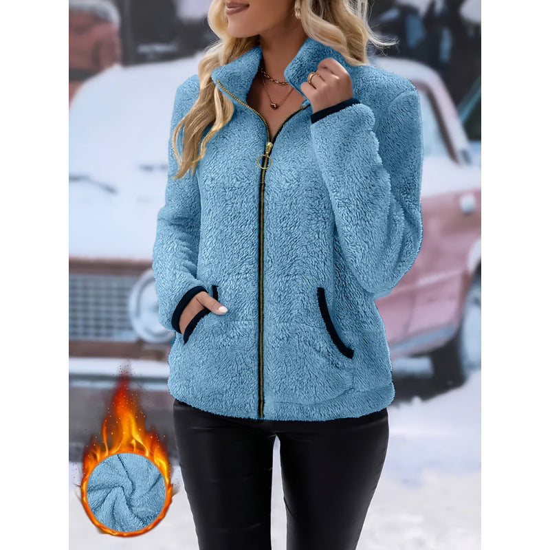 Catherine | Stand Collar Zip-Up Sherpa Jacket Women