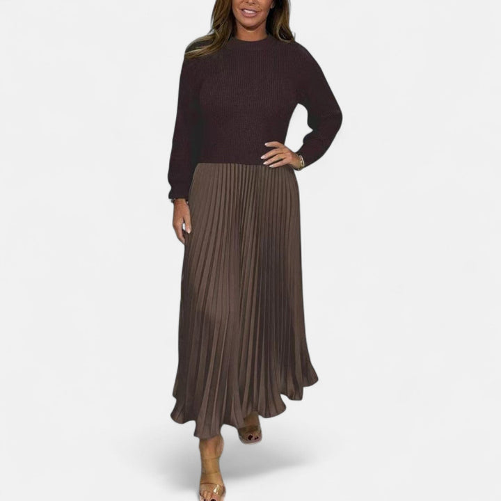 Charlotte | Effortless Long Sleeve Pleated Maxi Sweater Dress