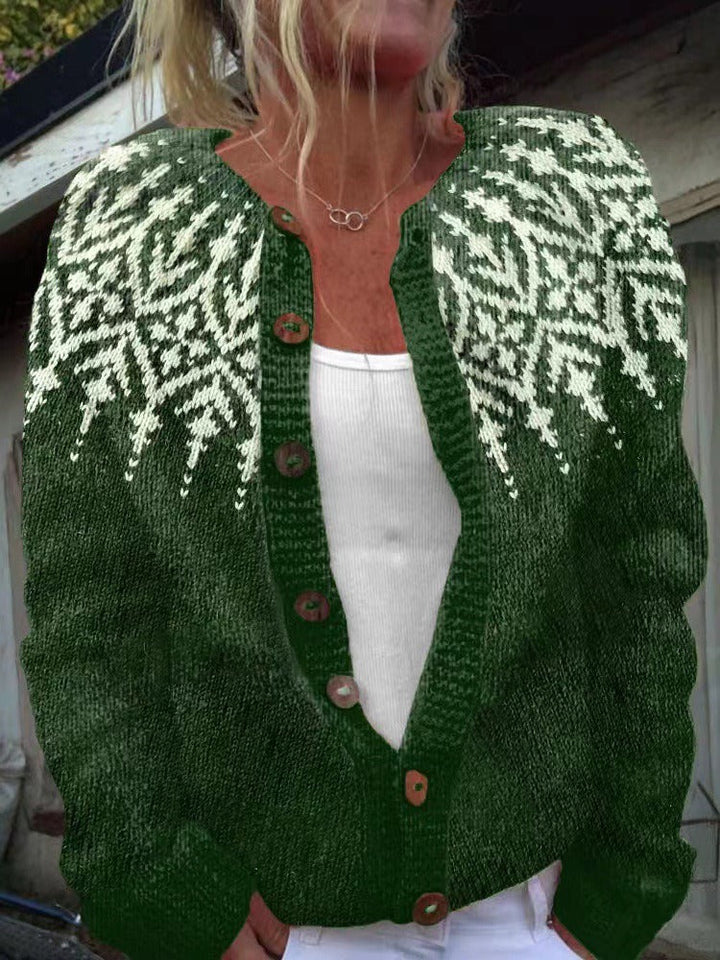 Cheryl | Chic Button Front Fair Isle Cardigan Womens