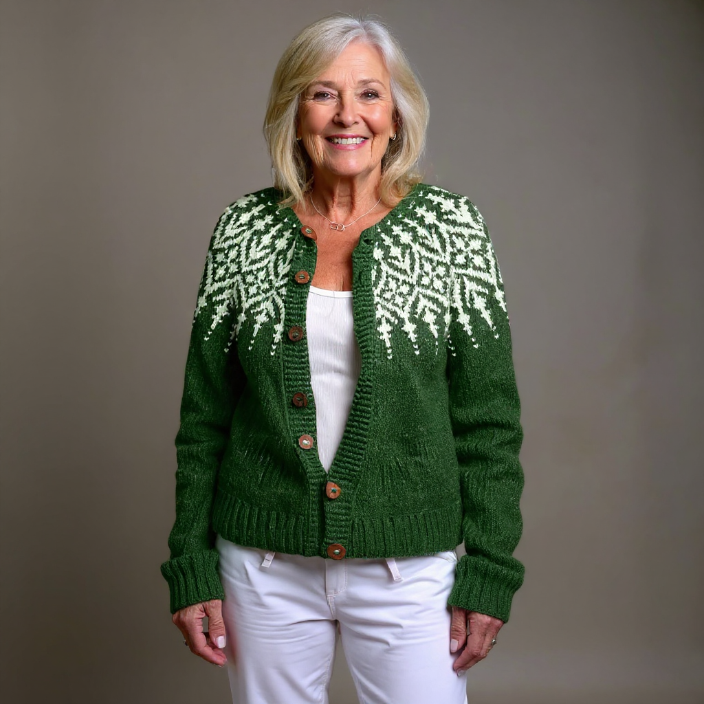 Cheryl | Chic Button Front Fair Isle Cardigan Womens
