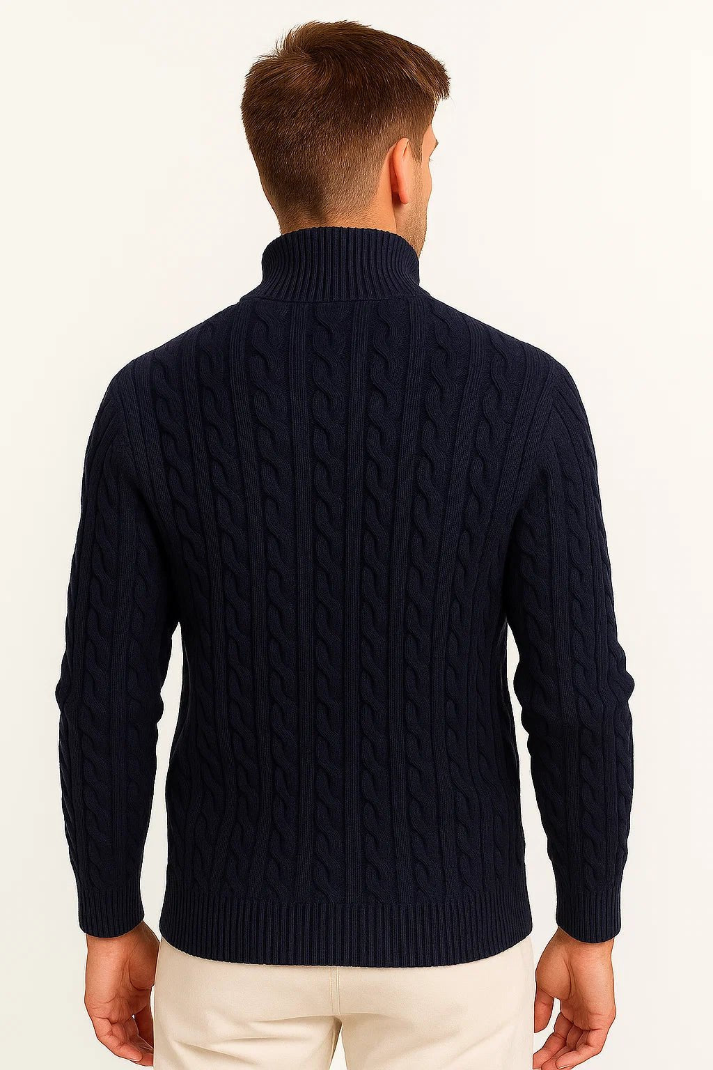 Christian | Stylish Cable-Knit Quarter-Zip Mens Knit Sweater