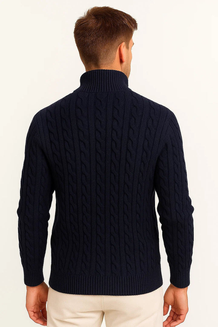 Christian | Stylish Cable-Knit Quarter-Zip Mens Knit Sweater