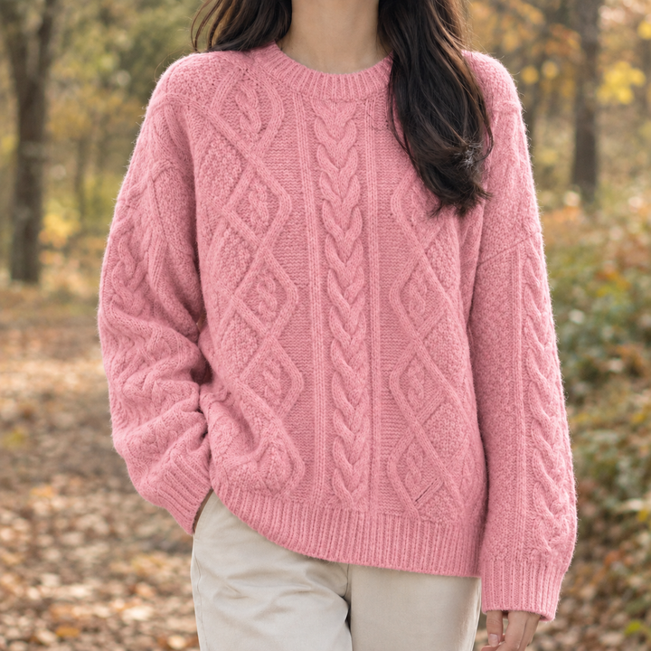 Christine | Crew Neck Chunky Cable Knit Sweater
