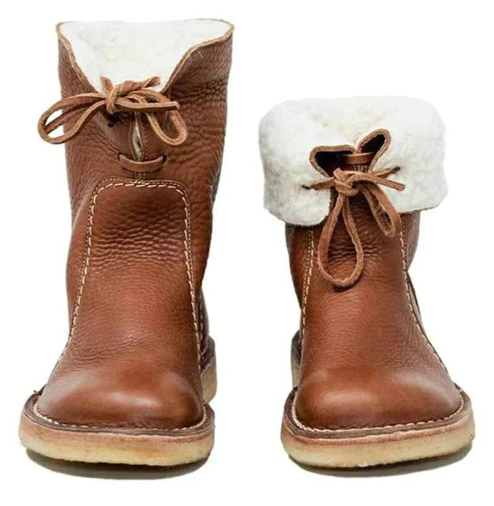 Christine | Lace-Up Mid-Calf Winter Snow Boots Women