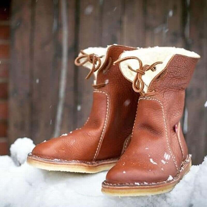 Christine | Lace-Up Mid-Calf Winter Snow Boots Women