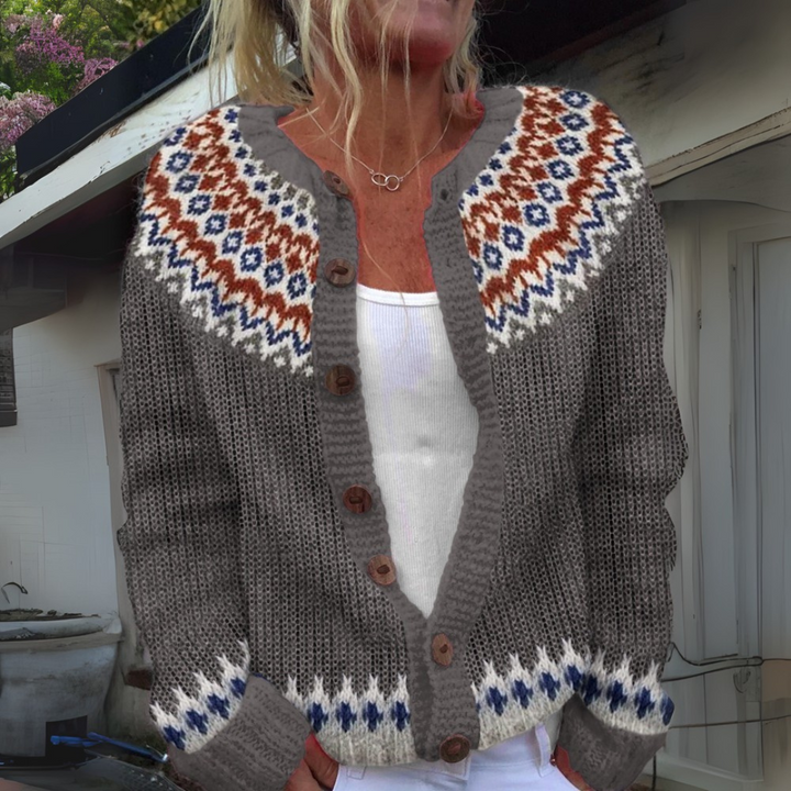 Christine | Nordic Fair Isle Cardigan Womens Button Front Sweater