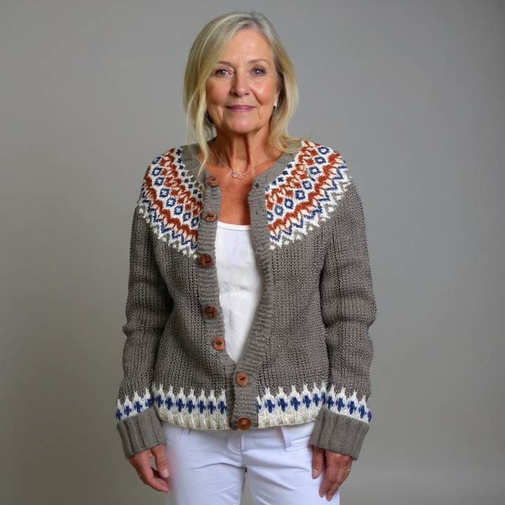 Christine | Nordic Fair Isle Cardigan Womens Button Front Sweater