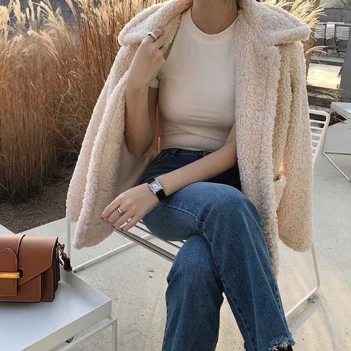 Danielle | Cozy Lapel Collar Sherpa Jacket Women