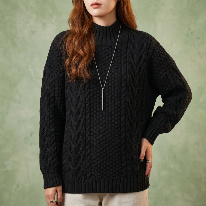 Danielle | Cozy Mock Neck Chunky Cable Knit Sweater