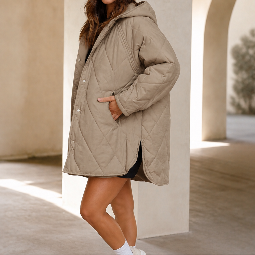 Danielle | Stylish Diamond Quilted Hooded Puffer Jacket Women