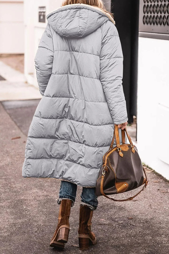 Debra | Long Quilted Hooded Sherpa Jacket Women
