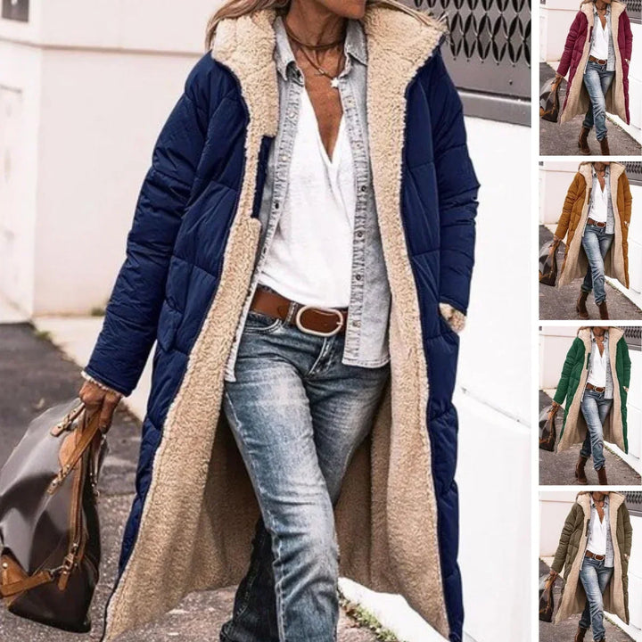 Debra | Long Quilted Hooded Sherpa Jacket Women