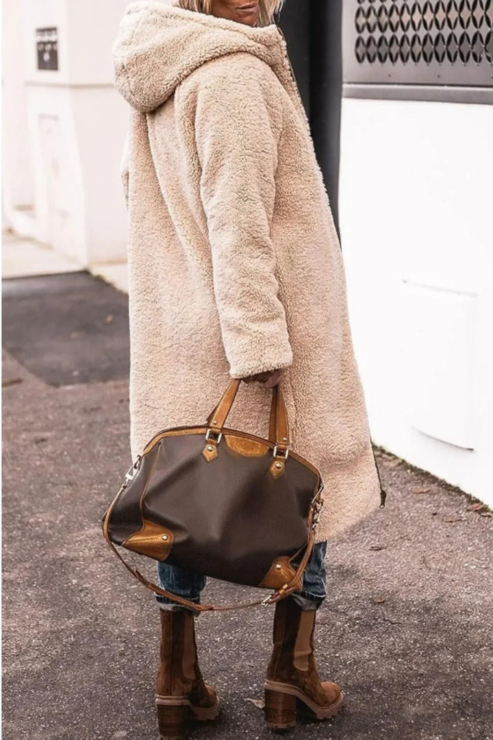 Debra | Long Quilted Hooded Sherpa Jacket Women