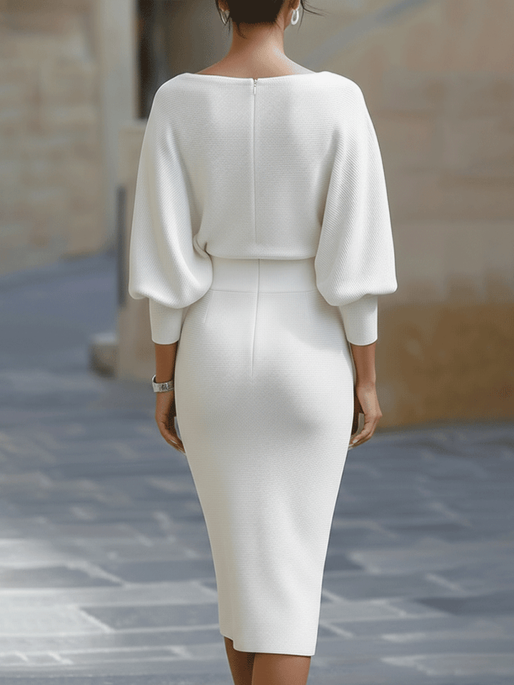 Diane | Timeless Cowl Neck Ribbed Midi Sweater Dress