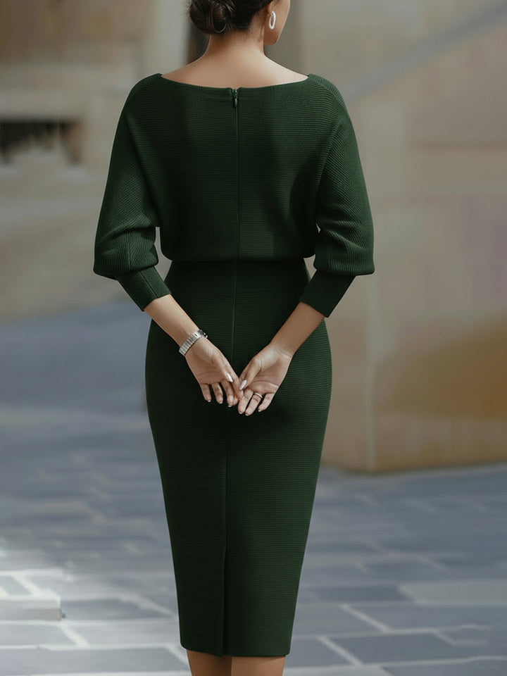 Diane | Timeless Cowl Neck Ribbed Midi Sweater Dress