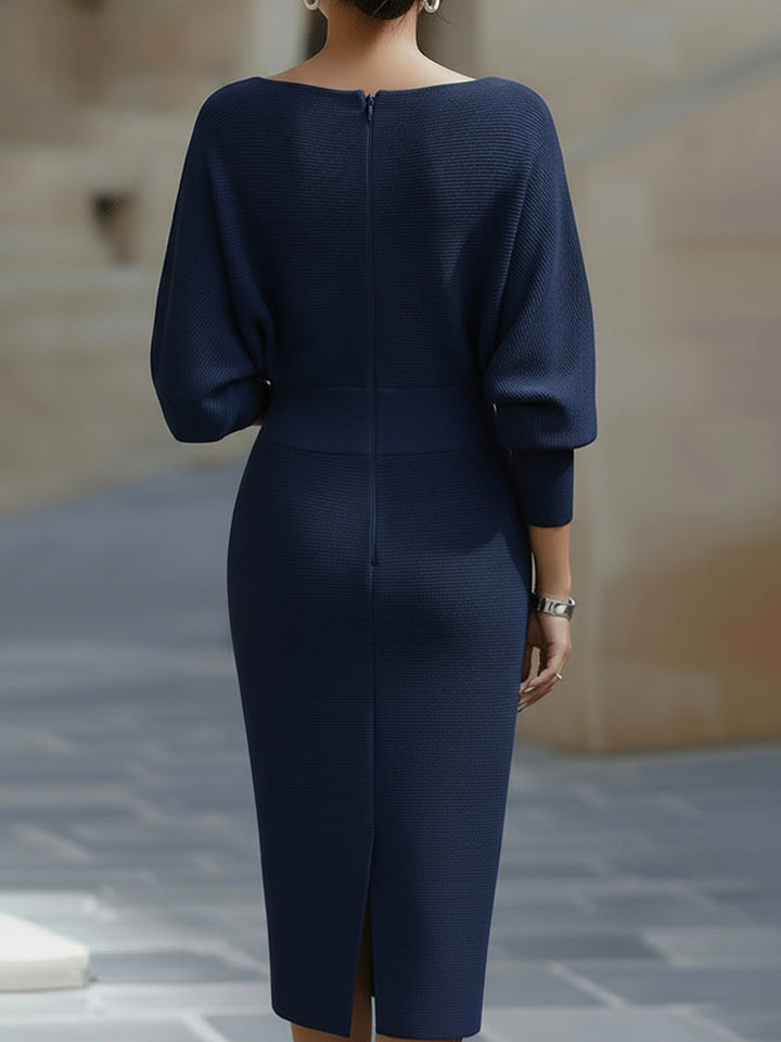 Diane | Timeless Cowl Neck Ribbed Midi Sweater Dress