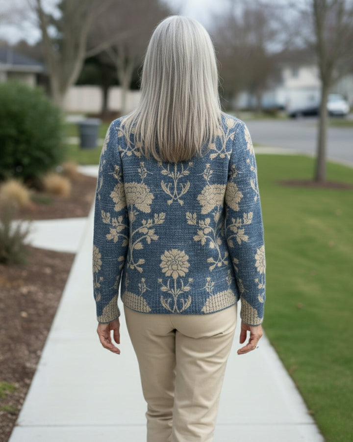 Donna | Refined Floral Knit Turtleneck Sweater