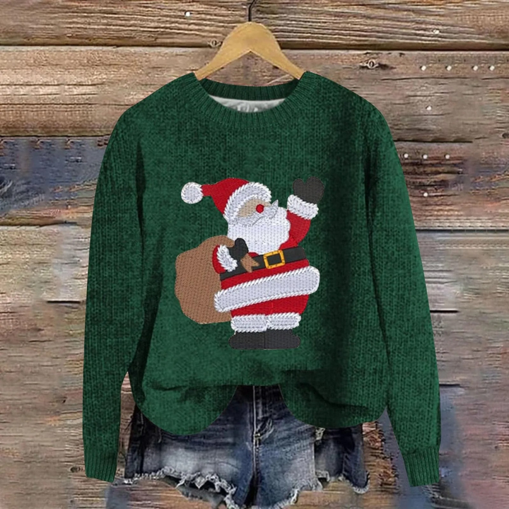 Donna | Santa Graphic Crew Neck Christmas Sweater Women