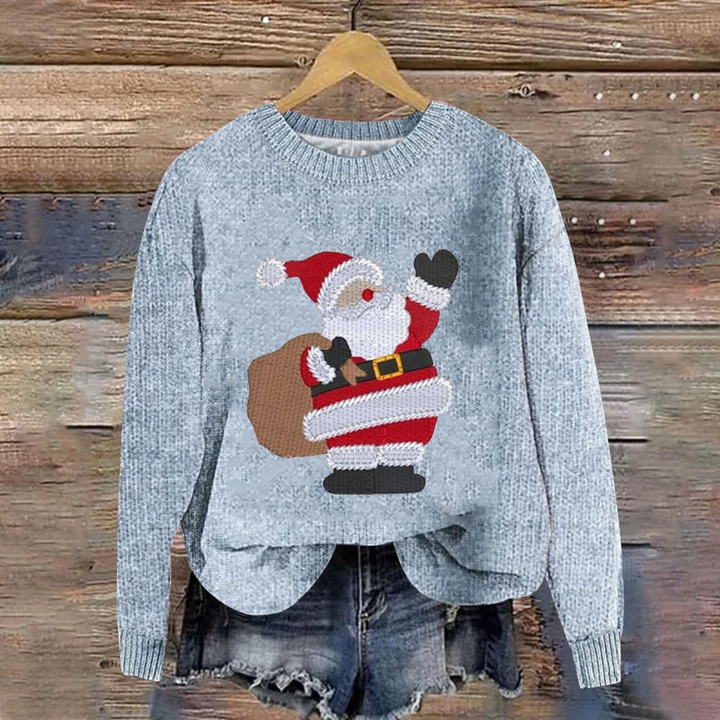 Donna | Santa Graphic Crew Neck Christmas Sweater Women