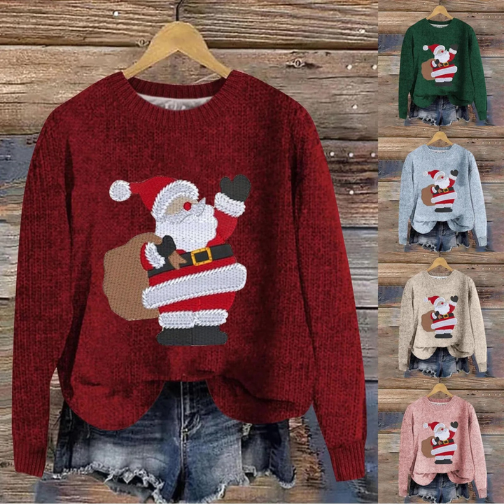 Donna | Santa Graphic Crew Neck Christmas Sweater Women
