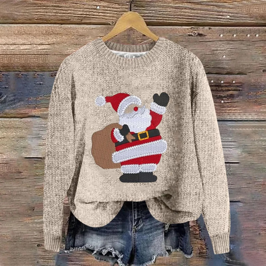 Donna | Santa Graphic Crew Neck Christmas Sweater Women