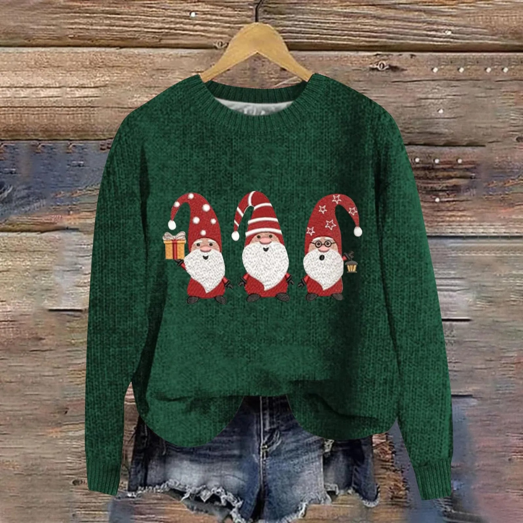 Donna | Santa Graphic Crew Neck Christmas Sweater Women
