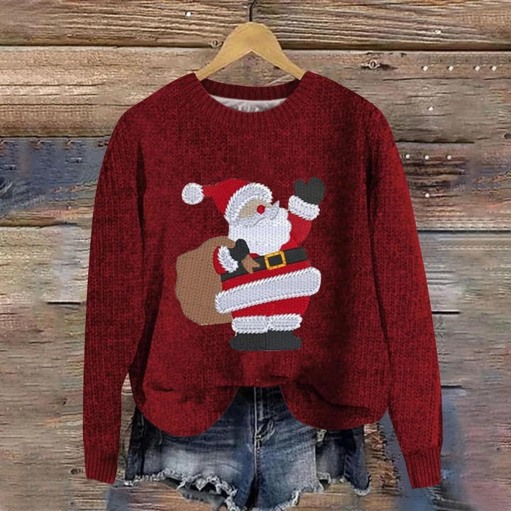 Donna | Santa Graphic Crew Neck Christmas Sweater Women
