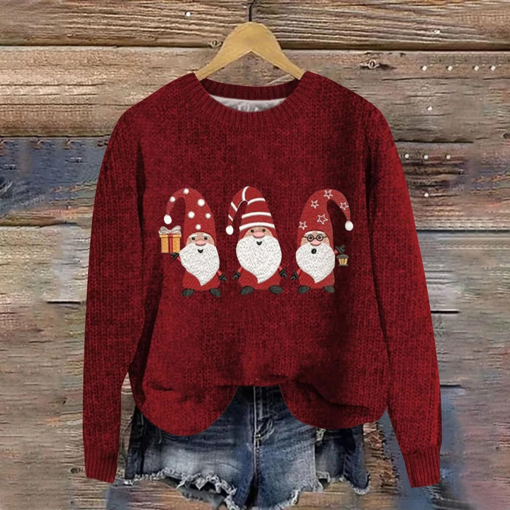 Donna | Santa Graphic Crew Neck Christmas Sweater Women
