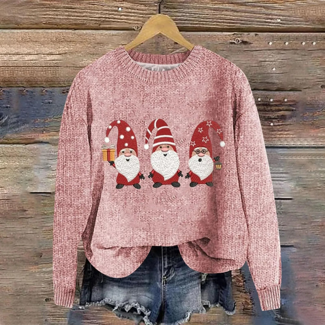 Donna | Santa Graphic Crew Neck Christmas Sweater Women