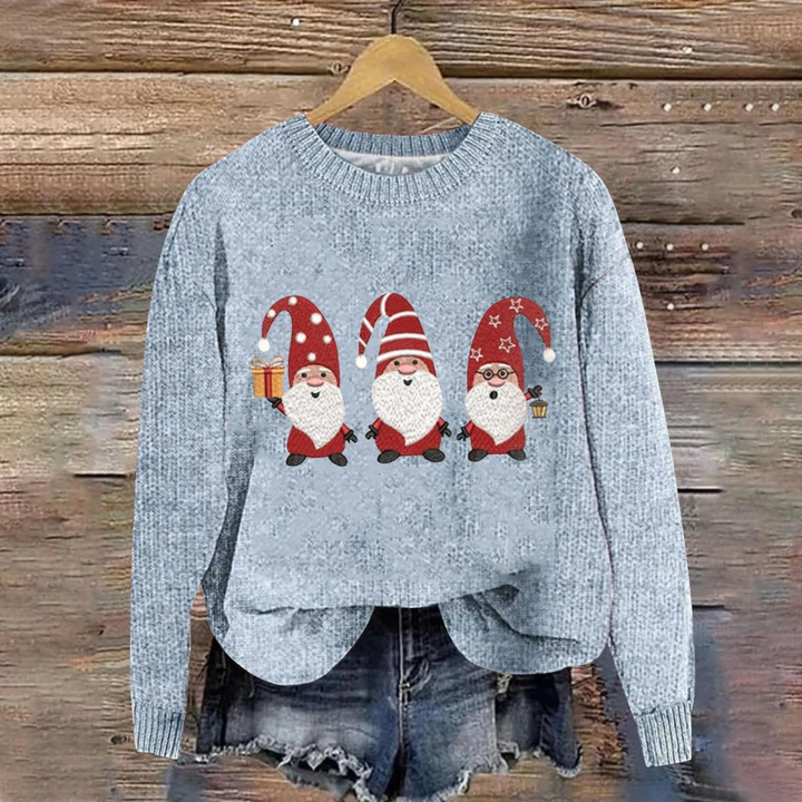 Donna | Santa Graphic Crew Neck Christmas Sweater Women