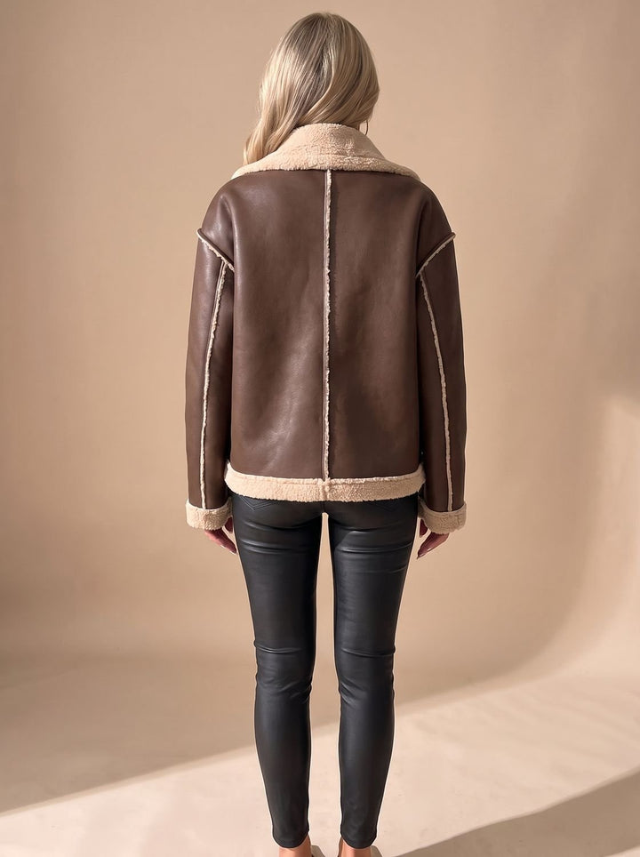 Dorothy | Polished Button-Front Aviator Sherpa Jacket Women