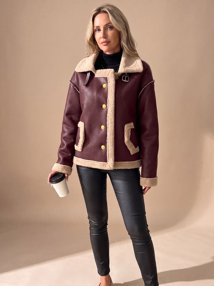 Dorothy | Polished Button-Front Aviator Sherpa Jacket Women