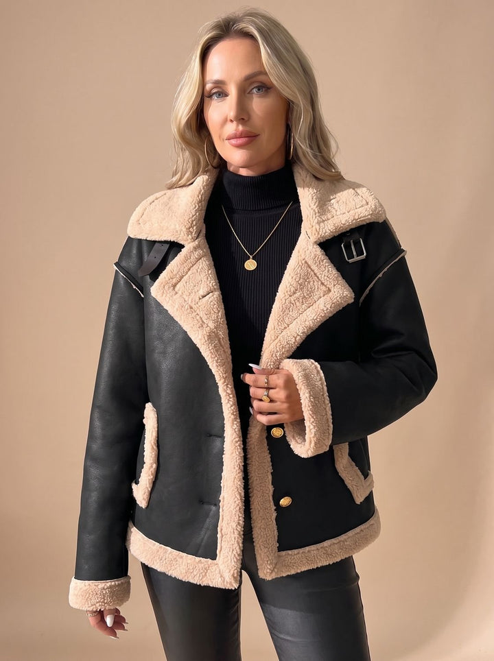 Dorothy | Polished Button-Front Aviator Sherpa Jacket Women