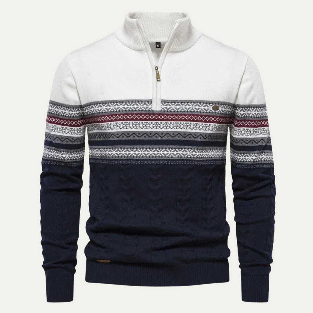 Dylan | Classic Fair Isle Quarter Zip Mens Knit Sweater