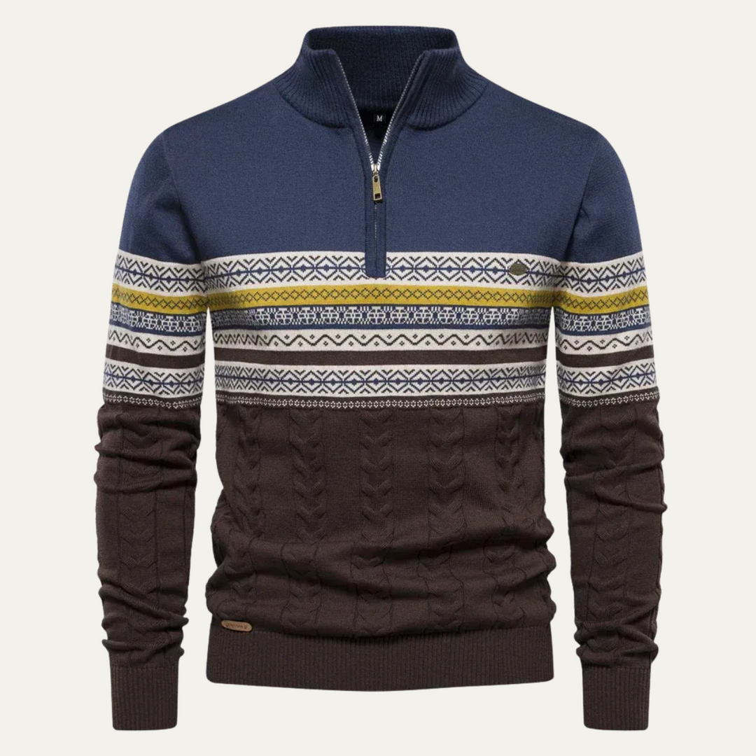 Dylan | Classic Fair Isle Quarter Zip Mens Knit Sweater