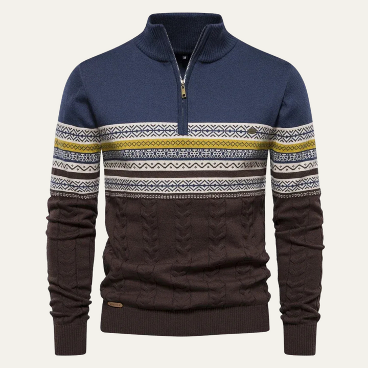 Dylan | Classic Fair Isle Quarter Zip Mens Knit Sweater