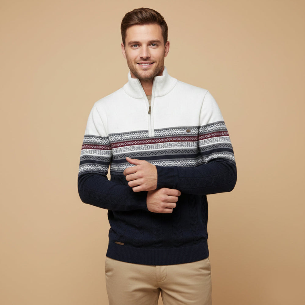 Dylan | Classic Fair Isle Quarter Zip Mens Knit Sweater