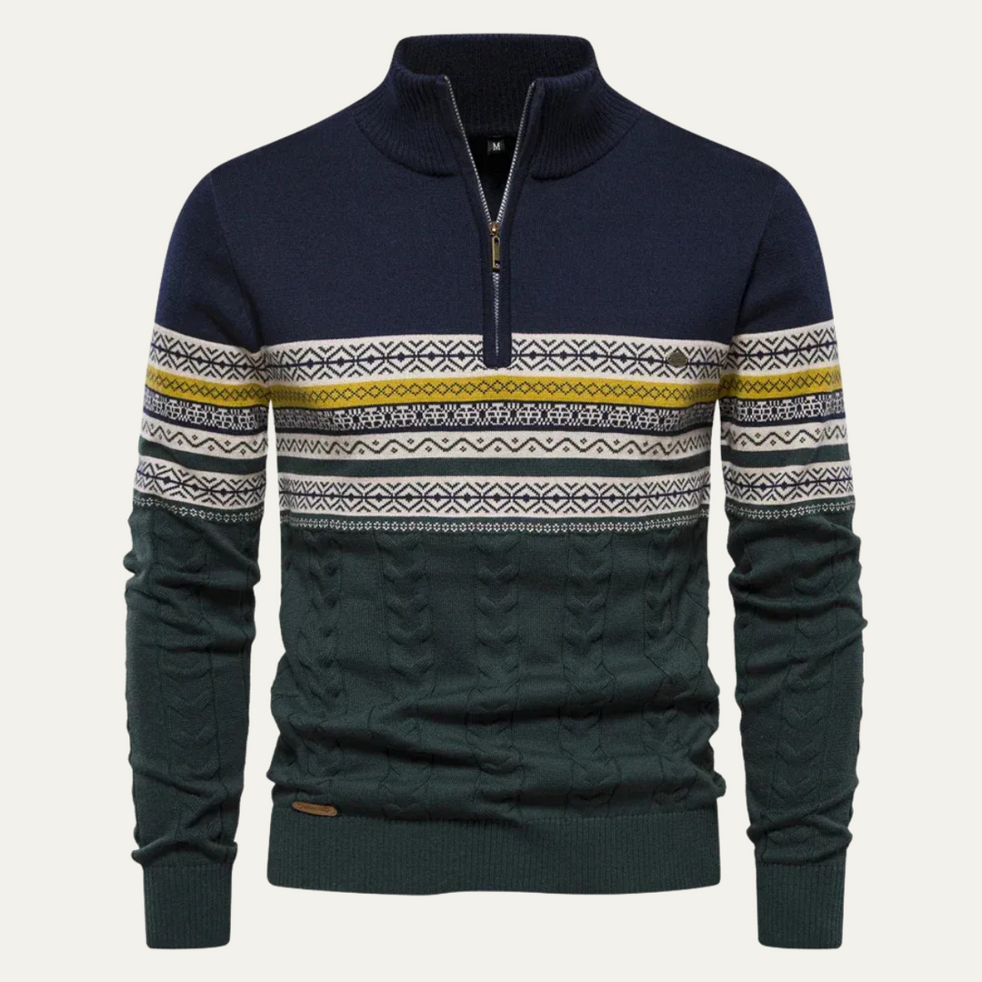 Dylan | Classic Fair Isle Quarter Zip Mens Knit Sweater