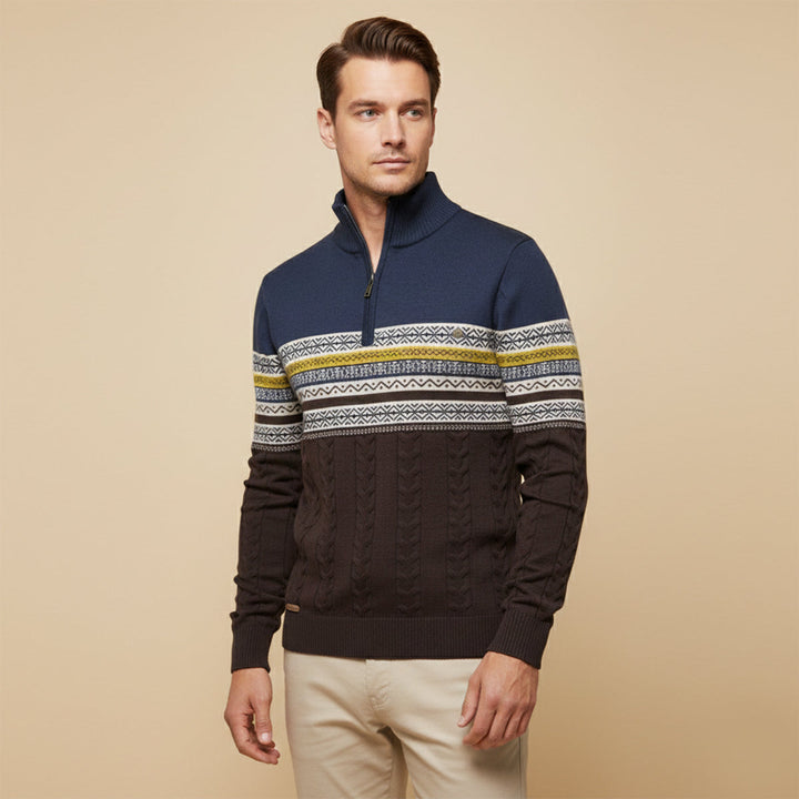 Dylan | Classic Fair Isle Quarter Zip Mens Knit Sweater